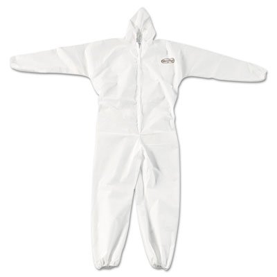 417-49114 A20 Elastic Back, Cuff & Ankle Coveralls, Zip, X-Large, White, 24/Carton KCC49114