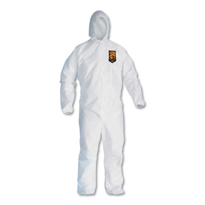 KleenGuard KCC 46115 A30 Elastic-Back & Cuff Hooded Coveralls, White, 2X-Large, 25/Case KCC46115