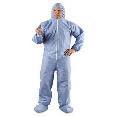 KCC 45355 A65 Hood & Boot Flame-Resistant Coveralls, Blue, 2X-Large, 25/Carton KCC45355