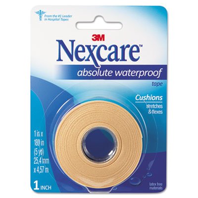 3M Nexcare Absolute Waterproof First Aid Tape, Foam, 1" x 180 MMM731