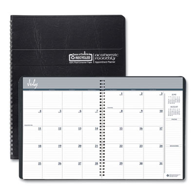 House of Doolittle Academic Ruled Monthly Planner, 14-Month July-August, 11 x 8.5, Black, 2021-2022 HOD26502