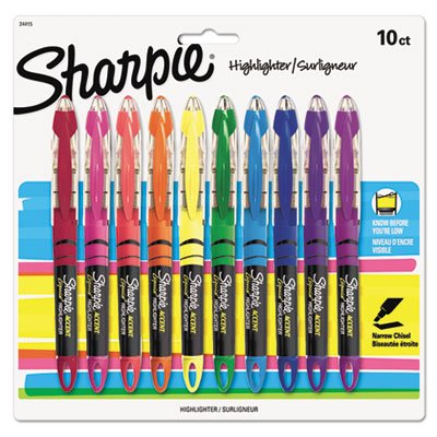 Sharpie Accent Liquid Pen Style Highlighter, Chisel Tip, Assorted, 10/Set SAN24415PP