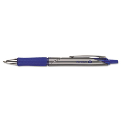 Pilot Acroball Pro Retractable Ballpoint Pen, 1 mm, Blue Ink, Silver Barrel, Dozen PIL31911