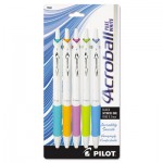 Pilot Acroball PureWhite Retractable Ballpoint Pen, 0.7mm, Black Ink, Assorted Barrel, 5/Pack PIL31861