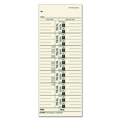 Tops Acroprint/Cincinnati/Lathem/Simplex/Stromberg Time Card 3 1/2 x 9, 500/Box TOP1256