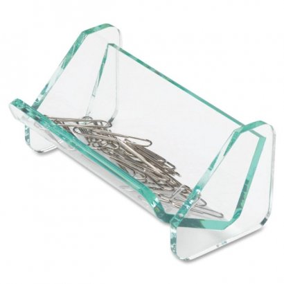 Acrylic Transparent Green Edge Paper Clip Holder 80660