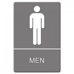 Headline Sign ADA Sign, Men Restroom Symbol w/Tactile Graphic, Molded Plastic, 6 x 9, Gray USS4817