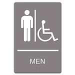 Headline Sign ADA Sign, Men Restroom Wheelchair Accessible Symbol, Molded Plastic, 6 x 9, Gray USS4815