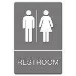Headline Sign ADA Sign, Restroom Symbol Tactile Graphic, Molded Plastic, 6 x 9, Gray USS4812