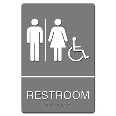 Headline Sign ADA Sign, Restroom/Wheelchair Accessible Tactile Symbol, Molded Plastic, 6 x 9 USS4811