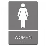 Headline Sign ADA Sign, Women Restroom Symbol w/Tactile Graphic, Molded Plastic, 6 x 9, Gray USS4816