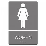 Headline Sign ADA Sign, Women Restroom Symbol w/Tactile Graphic, Molded Plastic, 6 x 9, Gray USS4816