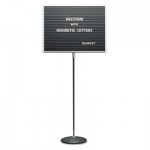 Quartet Adjustable Single-Pedestal Magnetic Letter Board, 24 x 18, Black, Gray Frame QRT7921M