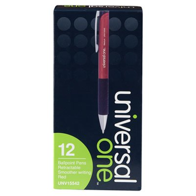 UNV168V RED Advanced Ink Retractable Ballpoint Pen, Red Ink, Red, 1mm, Dozen UNV15542