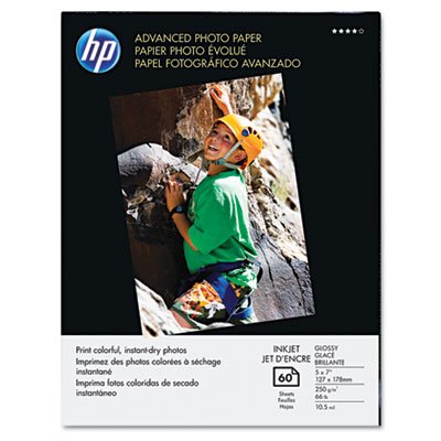 HP Advanced Photo Paper, 56 lbs., Glossy, 5 x 7, 60 Sheets/Pack HEWQ8690A