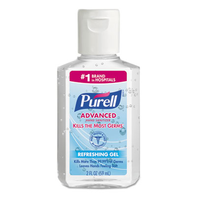 PURELL 9605-24 Advanced Refreshing Gel Hand Sanitizer, Clean Scent, 2 oz, Flip-Cap Bottle, 24/Carton GOJ960524