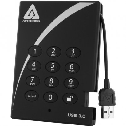 Apricorn Aegis Padlock Hard Drive with Integrated USB 3.0 Cable A25-3PL256-500