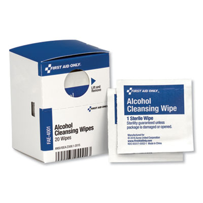 First Aid Only FAE-4001 Alcohol Cleansing Pads, 20/Box FAOFAE4001