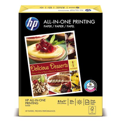 HP All-In-One Printing Paper, 97 Bright, 22lb, Letter, White, 500 Sheets/Ream HEW207000