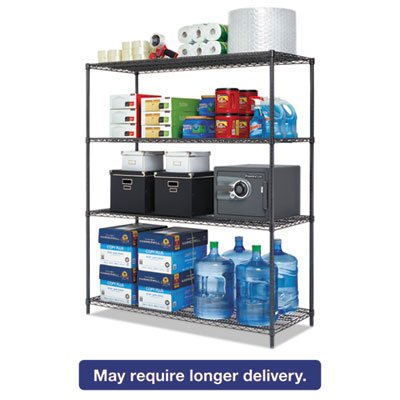 4TIND6024BA All-Purpose Wire Shelving Starter Kit, 4-Shelf, 60 x 24 x 72, Black Anthracite+ ALESW206024BA