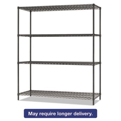 4TIND6018BA All-Purpose Wire Shelving Starter Kit, 4-Shelf, 60 x 18 x 72, Black Anthracite+ ALESW206018BA