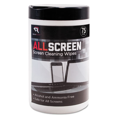 Read Right AllScreen Screen Cleaning Wipes, 6" x 6", White, 75/Tub REARR15045