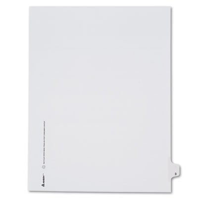 Avery Allstate-Style Legal Exhibit Side Tab Divider, Title: 3, Letter, White, 25/Pack AVE82201