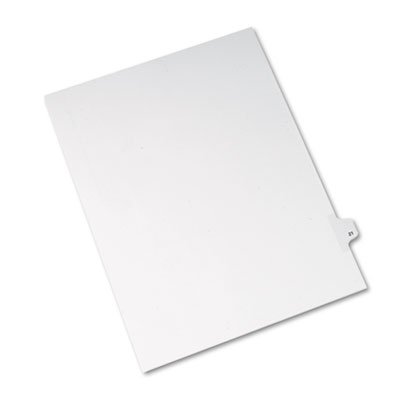 Avery Allstate-Style Legal Exhibit Side Tab Divider, Title: 21, Letter, White, 25/Pack AVE82219