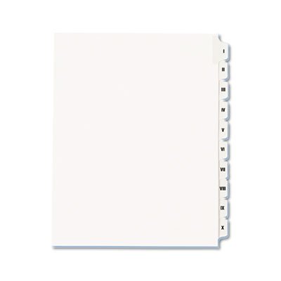 Avery Allstate-Style Legal Exhibit Side Tab Dividers, 10-Tab, I-X, Letter, White AVE82319