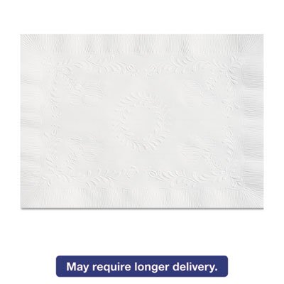 HFM TC8704472 Anniversary Embossed Scalloped Edge Tray Mat, 14 x 19, White, 1000/Carton HFMTC8704472