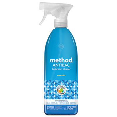 Method Antibacterial Spray, Bathroom, Spearmint, 28 oz Bottle, 8/Carton MTH01152CT