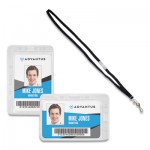 Advantus Antimicrobial ID and Security Badge and Lanyard Combo Pack, Horizontal, 4.13 x 2.88, Clear, 20 Badge Holders