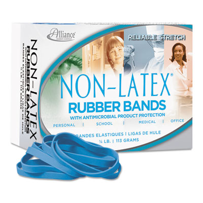 Alliance ALL42649 Antimicrobial Non-Latex Rubber Bands, Size 64, 0.04" Gauge, Cyan Blue, 4 oz Box, 95/Box ALL42649