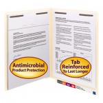 Smead Antimicrobial Two-Fastener End Tab Folder, Letter, 11 Point Manila, 50/Box SMD34116
