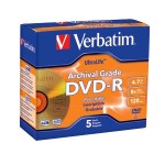 Verbatim Archival Grade DVD-R 4.7GB 8x 5pk Jewel Case 96320