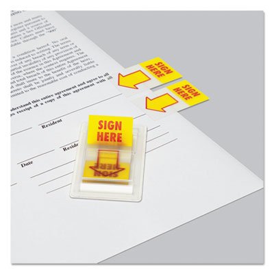 UNV99005 Arrow Page Flags, "Sign Here", Yellow/Red, 2 Dispensers of 50 Flags/Pack UNV99005