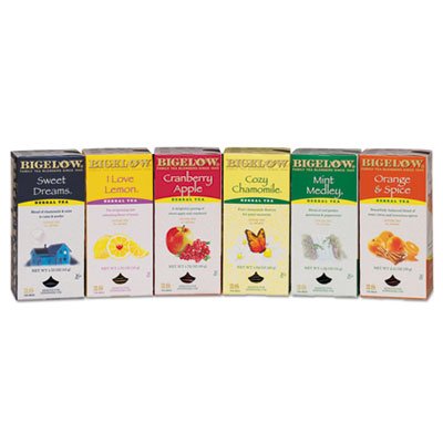 Bigelow Assorted Tea Packs, Six Flavors, 28/Box, 168/Carton BTC16578