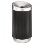 Safco At-Your-Disposal Vertex Receptacle, Round, Polyethylene, 38gal, Black/Chrome SAF9799BL