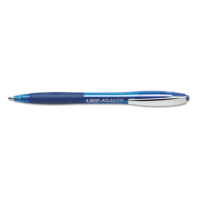 BIC Atlantis Ballpoint Retractable Pen, Blue Ink, Medium, 1mm, Dozen BICVCG11BE