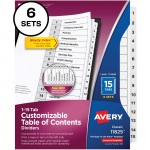 Avery Avery Ready Index 15 Tab Dividers, Customizable TOC, 6 Sets 11825