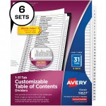 Avery Avery Ready Index 31 Tab Dividers, Customizable TOC, 6 Sets 11827