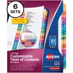 Avery Avery Ready Index 31 Tab Dividers, Customizable TOC, 6 Sets 11831