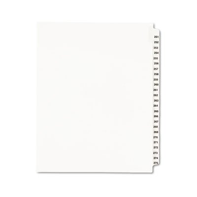 Avery Avery-Style Legal Exhibit Side Tab Divider, Title: 251-275, Letter, White AVE01340