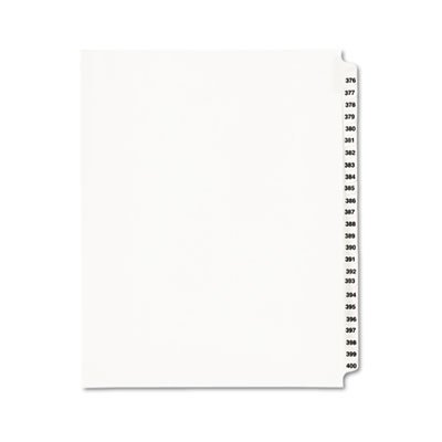 Avery Avery-Style Legal Exhibit Side Tab Divider, Title: 376-400, Letter, White AVE01345