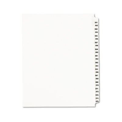 Avery Avery-Style Legal Exhibit Side Tab Divider, Title: 351-375, Letter, White AVE01344