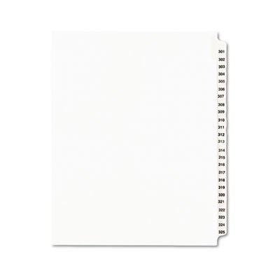 Avery Avery-Style Legal Exhibit Side Tab Divider, Title: 301-325, Letter, White AVE01342