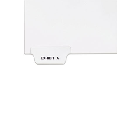 Avery Avery-Style Preprinted Legal Bottom Tab Divider, Exhibit A, Letter, White, 25/PK AVE11940