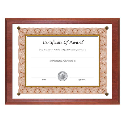 NuDell Award-A-Plaque Document Holder, Acrylic/Plastic, 10-1/2 x 13, Mahogany NUD18813M