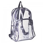 EST 113971PWBLK Backpack, PVC Plastic, 12 1/2 x 5 1/2 x 17 1/2, Clear/Black EST193971BJBLK
