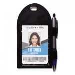 Advantus Badge Holder with Pen Loop, Vertical, 3 1/4" x 6", Black, 12/Box AVT75648